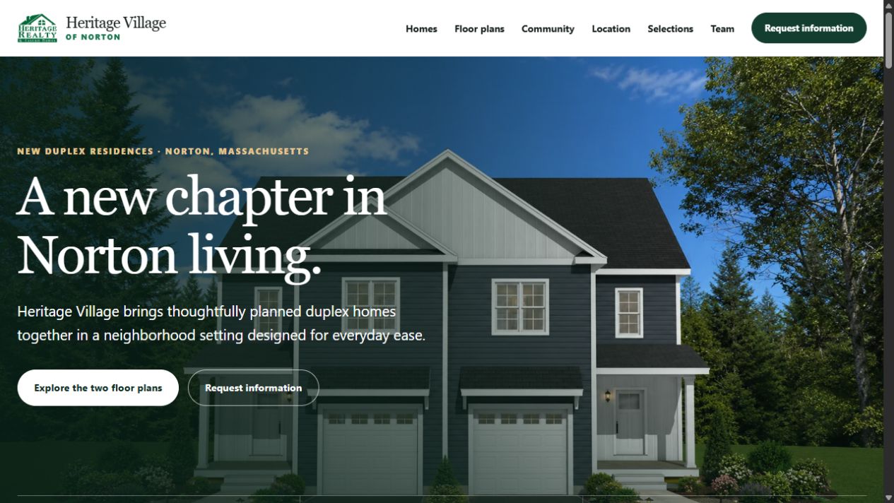 Screenshot of the Heritage Village of Norton homepage